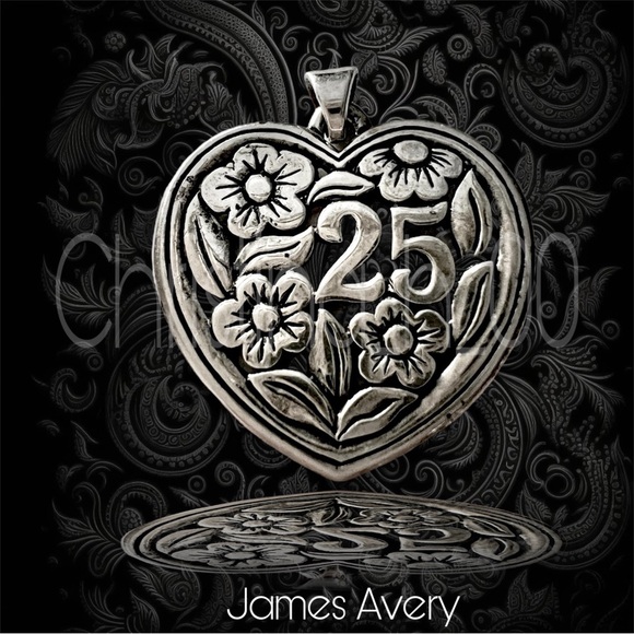 LARGE James Avery 25 anniversary birthday floral heart pendant floral